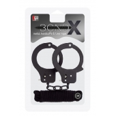Чёрные наручники из листового металла в комплекте с веревкой BONDX METAL CUFFS LOVE ROPE SET - Dream Toys - купить с доставкой в Домодедово