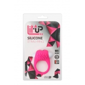 Розовое эрекционное кольцо с щеточкой LIT-UP SILICONE STIMU RING 5 - Dream Toys - в Домодедово купить с доставкой