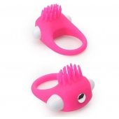 Розовое эрекционное кольцо с щеточкой LIT-UP SILICONE STIMU RING 5 - Dream Toys - в Домодедово купить с доставкой