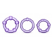 Набор из 3 фиолетовых эрекционных колец Stay Hard Beaded Cockrings - Blush Novelties - в Домодедово купить с доставкой