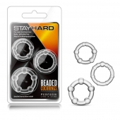 Набор из 3 прозрачных эрекционных колец Stay Hard Beaded Cockrings - Blush Novelties - в Домодедово купить с доставкой