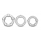 Набор из 3 прозрачных эрекционных колец Stay Hard Beaded Cockrings - Blush Novelties - в Домодедово купить с доставкой