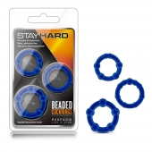 Набор из 3 синих эрекционных колец Stay Hard Beaded Cockrings - Blush Novelties - в Домодедово купить с доставкой