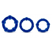 Набор из 3 синих эрекционных колец Stay Hard Beaded Cockrings - Blush Novelties - в Домодедово купить с доставкой