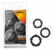 Набор из 3 чёрных эрекционных колец Stay Hard Beaded Cockrings - Blush Novelties - в Домодедово купить с доставкой