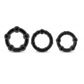 Набор из 3 чёрных эрекционных колец Stay Hard Beaded Cockrings - Blush Novelties - в Домодедово купить с доставкой