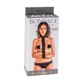 Ошейник с длинной лентой и наручниками Strap Bondage Kit Plus Size - Lola Games - купить с доставкой в Домодедово