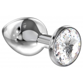 Большая серебристая анальная пробка Diamond Clear Sparkle Large с прозрачным кристаллом - 8 см. - Lola Games - купить с доставкой в Домодедово