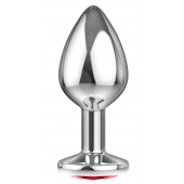 Большая серебристая анальная пробка Diamond Red Sparkle Large с красным кристаллом - 8 см. - Lola Games - купить с доставкой в Домодедово