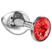 Большая серебристая анальная пробка Diamond Red Sparkle Large с красным кристаллом - 8 см. - Lola Games - купить с доставкой в Домодедово