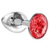 Малая серебристая анальная пробка Diamond Red Sparkle Small с красным кристаллом - 7 см. - Lola Games - купить с доставкой в Домодедово
