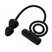 Чёрное эрекционное кольцо с вибропулькой и анальным хвостом - Erotist Adult Toys - в Домодедово купить с доставкой