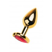 Золотистая анальная пробка с кристаллом-сердцем - 7,5 см. - ToyFa - купить с доставкой в Домодедово