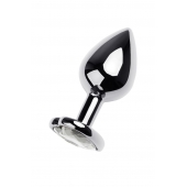 Серебристая анальная пробка с прозрачным кристаллом-сердцем - 8 см. - ToyFa - купить с доставкой в Домодедово