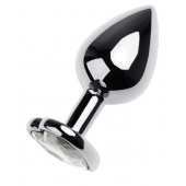 Серебристая анальная пробка с прозрачным кристаллом-сердцем - 8 см. - ToyFa - купить с доставкой в Домодедово