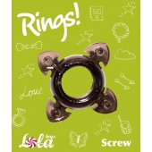 Чёрное эрекционное кольцо Rings Screw - Lola Games - в Домодедово купить с доставкой