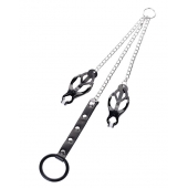 Черно-серебристые зажимы для сосков с кольцом для пениса TOYFA Metal - ToyFa - купить с доставкой в Домодедово