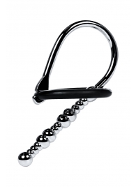 Серебристый уретральный плаг-бусины TOYFA Metal с мягким фиксириющим кольцом - ToyFa - купить с доставкой в Домодедово