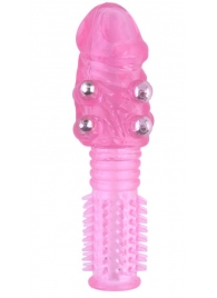 Стимулирующая розовая насадка с шишечками и шипами - 13,5 см. - Toyfa Basic - в Домодедово купить с доставкой