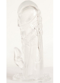 Прозрачная гелевая насадка с клиторальным отростком - 13 см. - Toyfa Basic - в Домодедово купить с доставкой