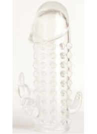 Гелевая прозрачная насадка с 2 отростками - 13 см. - Toyfa Basic - в Домодедово купить с доставкой