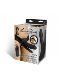 Полый страпон с двумя отростками и вибрацией Unisex Vibrating Hollow Strap-On Double Penetrating Dildo - 17,8 см. - Lux Fetish - купить с доставкой в Домодедово