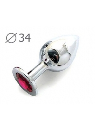 Коническая серебристая анальная втулка с малиновым кристаллом - 8,2 см. - Anal Jewelry Plug - купить с доставкой в Домодедово
