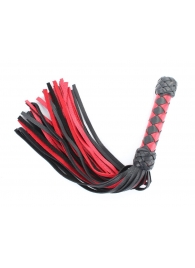 Черно-красная клеть с плетеной ручкой с ромбовидным узором - 45 см. - БДСМ Арсенал - купить с доставкой в Домодедово