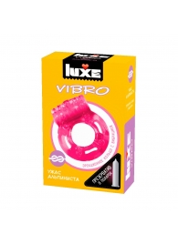 Розовое эрекционное виброкольцо Luxe VIBRO  Ужас Альпиниста  + презерватив - Luxe - в Домодедово купить с доставкой