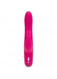 Розовый перезаряжаемый вибратор Rabbit Slimline Curve Rechargeable - 24 см. - Happy Rabbit