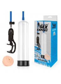 Прозрачная вакуумная помпа Sex Expert с насадкой-вагиной - Sex Expert - в Домодедово купить с доставкой