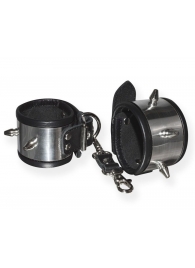 Серебристо-черные наручники с шипами и металлическим блеском - Sitabella - купить с доставкой в Домодедово