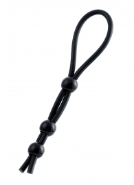 Черное лассо на пенис с тремя бусинами - A-toys - в Домодедово купить с доставкой