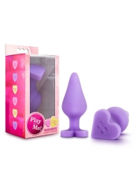Фиолетовая анальная пробка Naughty Candy Heart Do Me Now - 8,9 см. - Blush Novelties - купить с доставкой в Домодедово