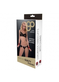 Красно-чёрные наручники на металлической цепочке - Blush Novelties - купить с доставкой в Домодедово