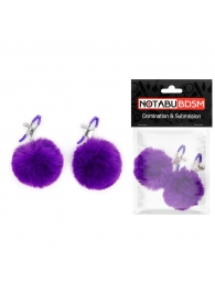 Зажимы для сосков с фиолетовым пушком - Notabu - купить с доставкой в Домодедово
