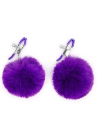 Зажимы для сосков с фиолетовым пушком - Notabu - купить с доставкой в Домодедово