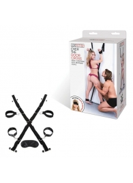 Чёрный набор для фиксации у двери - Lux Fetish - купить с доставкой в Домодедово