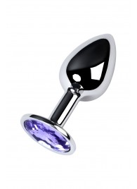 Серебристая конусовидная анальная пробка с фиолетовым кристаллом - 7 см. - ToyFa - купить с доставкой в Домодедово