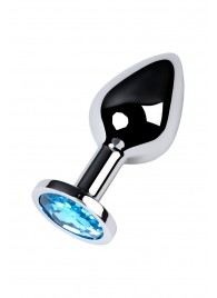 Серебристая конусовидная анальная пробка с голубым кристаллом - 8 см. - ToyFa - купить с доставкой в Домодедово