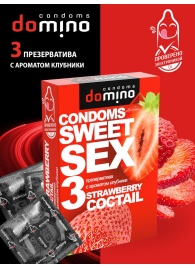 Презервативы для орального секса DOMINO Sweet Sex с ароматом клубничного коктейля  - 3 шт. - Domino - купить с доставкой в Домодедово