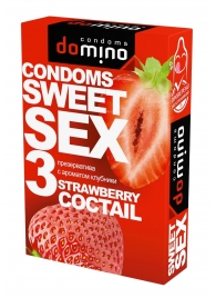 Презервативы для орального секса DOMINO Sweet Sex с ароматом клубничного коктейля  - 3 шт. - Domino - купить с доставкой в Домодедово