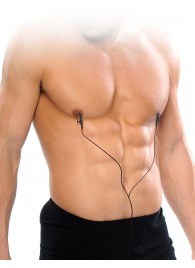 Черные электрические зажимы для сосков Shock Therapy Nipple Clamps - Pipedream - купить с доставкой в Домодедово