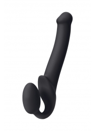 Черный безремневой страпон Silicone Bendable Strap-On M - Strap-on-me - купить с доставкой в Домодедово