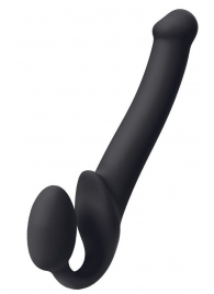 Черный безремневой страпон Silicone Bendable Strap-On M - Strap-on-me - купить с доставкой в Домодедово