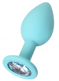 Мятная анальная пробка с прозрачным кристаллом Brilliant - 7 см. - ToyFa - купить с доставкой в Домодедово