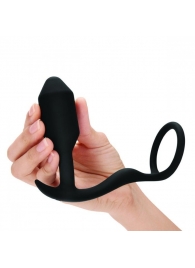 Черное эрекционное кольцо с анальным плагом Snug   Tug - b-Vibe - в Домодедово купить с доставкой
