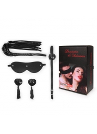 Эротический набор в черном цвете: маска, кляп, пэстисы, плётка - Notabu - купить с доставкой в Домодедово