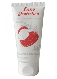 Лубрикант на водной основе с ароматом малины Love Protection Strawberry - 50 мл. - Lola Games - купить с доставкой в Домодедово