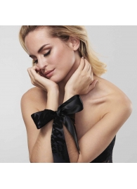 Черные ленты для связывания SILKY SENSUAL HANDCUFFS - Bijoux Indiscrets - купить с доставкой в Домодедово